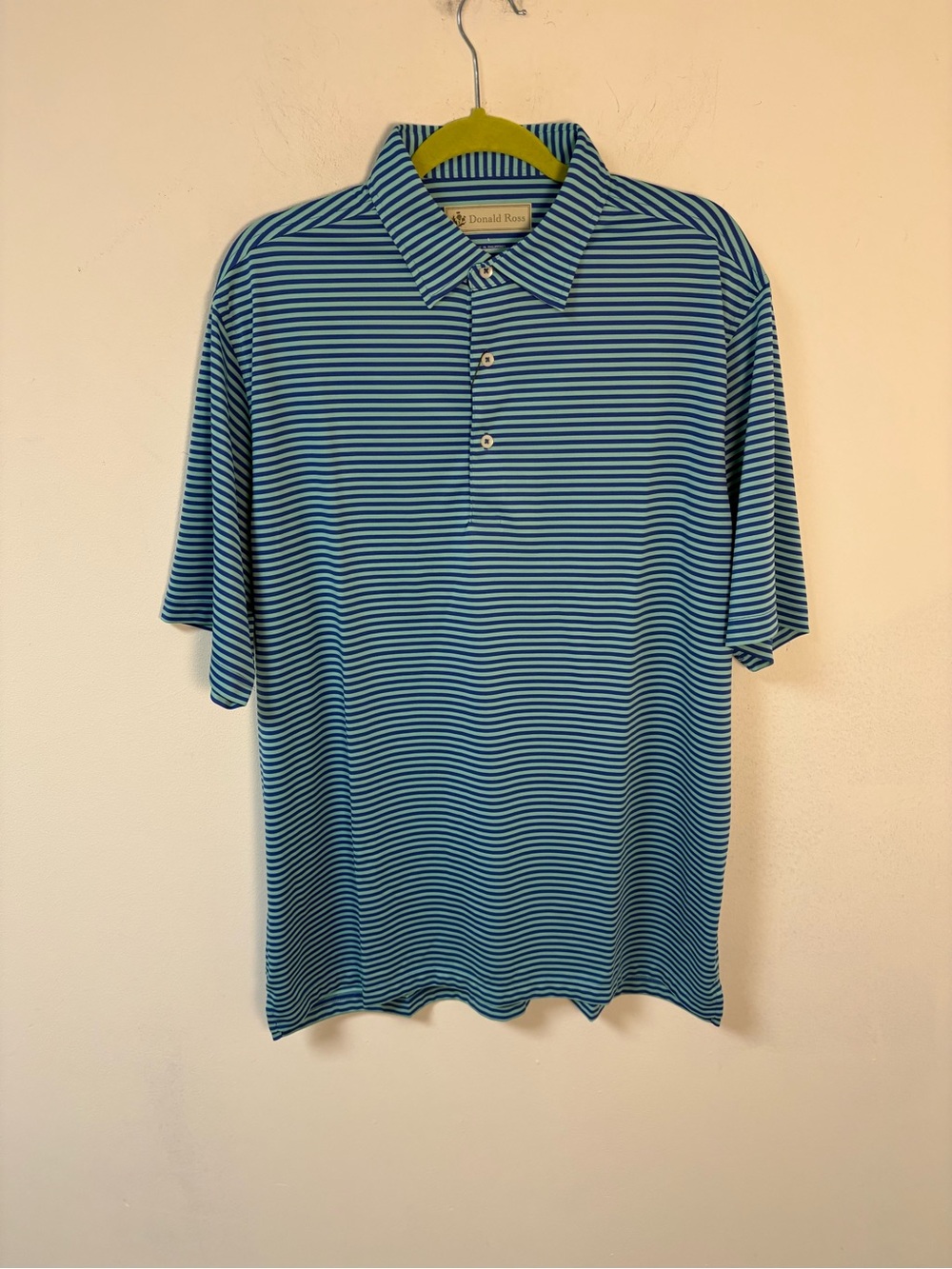 Donald Ross Mens Striped Blue Short-Sleeve Polo Shirt Large NWT
